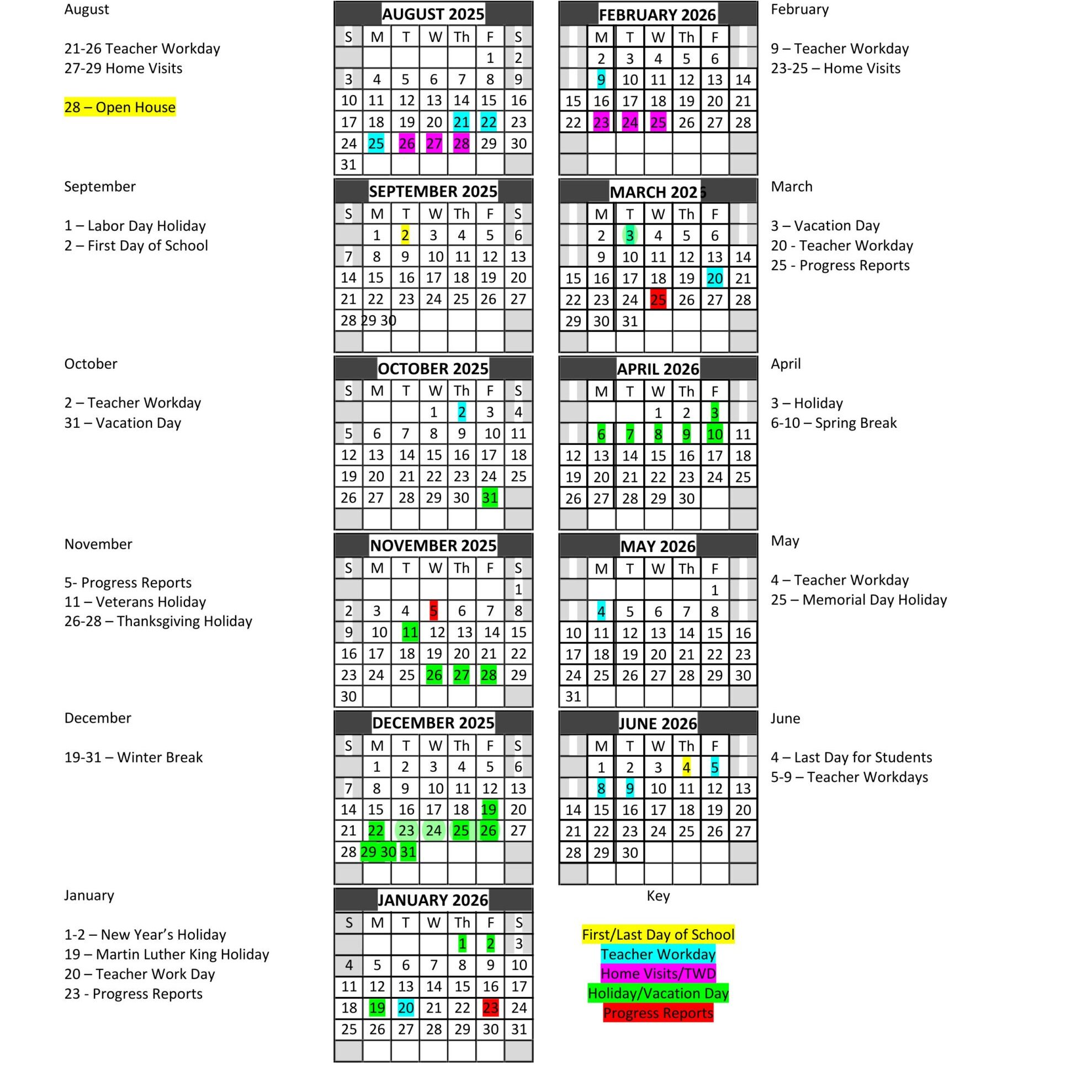CDC 2025-2026 Calendar CDC 2025-2026 Calendar